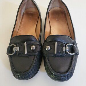 Coach Women's Elkie Black Leather Loafers SZ 8 1/2 B